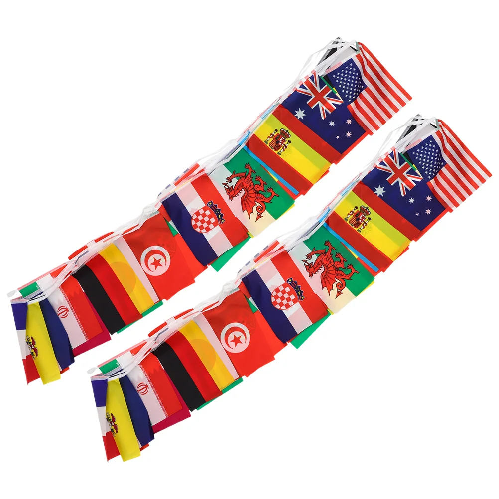 

2pcs Flags Soccer Themed Party Supplies String Flag Decor For Room Teen Photo Prop Bunting Football Match Decoration