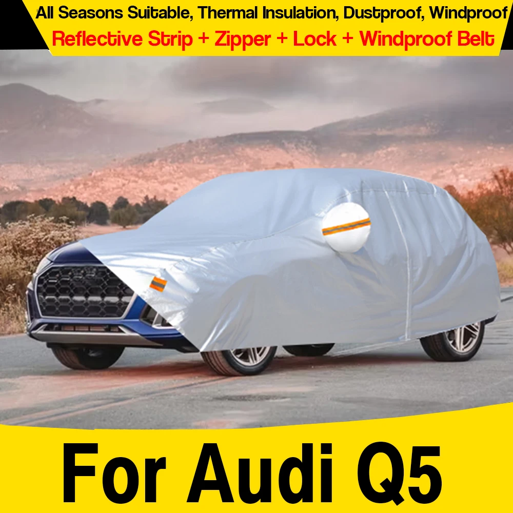 

Silver Car Cover For Audi Q5 Q5L 2009-2026 SUV Sun Proof Rain Snow Wind Scratch Resustant Cover Dustproof