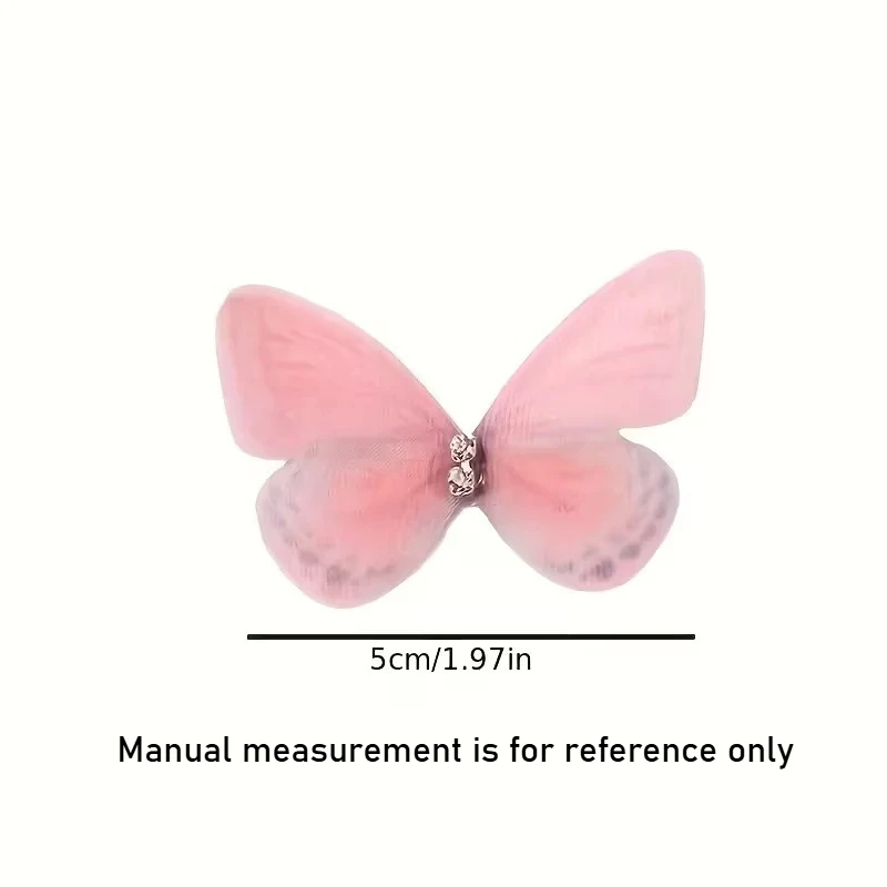 100pcs Light Colored Transparent Butterfly Decorations, 3D Imitation Woven Butterflies, DIY Hair Accessories