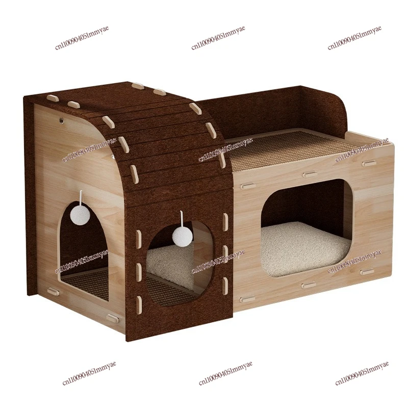 

Кошачье гнездо, фетровый кошачий домик, когтеточка, встроенная просторная большая двухслойная рама для скалолазания, устойчивая к царапинам и износу