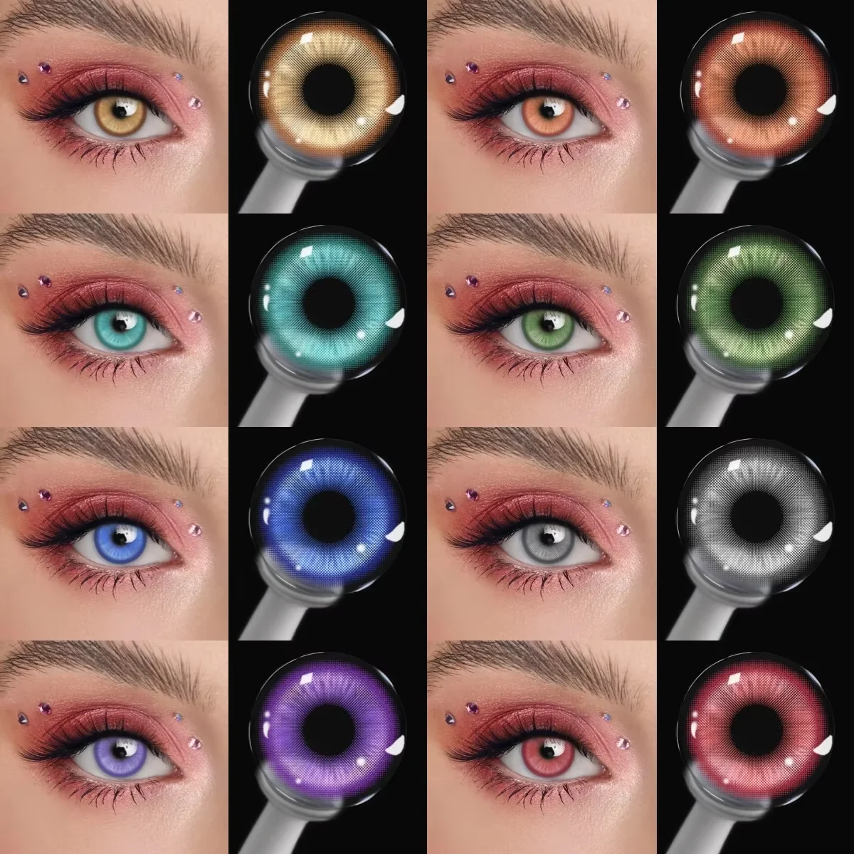 VISUASHOW 14,2mm Anime Cosplay Farbige Kontaktlinsen mit Sehstärke, Halbjahres-Weichlinsen für Coser, Halloween-Party-Kostüm