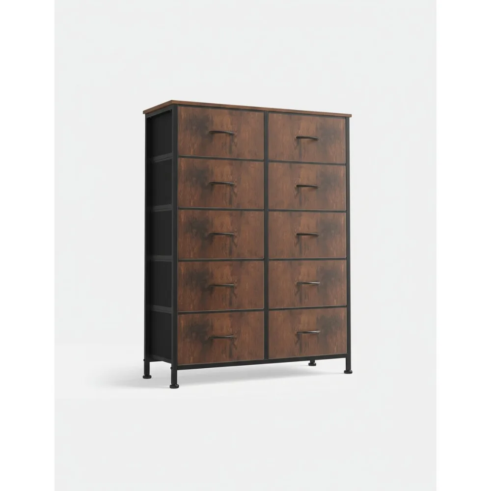 

Тканевый комод с 10 ящиками, башня для хранения с ящиками, высокий сундук-органайзер для спальни, шкафа, прихожей, стальной каркас, деревянная столешница