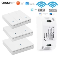 Tuya WiFi interruptor inteligente RF 433MHz MiNi receptor inalámbrico para hogar inteligente relé Control remoto 110V 220V funciona con Alexa Smart Life