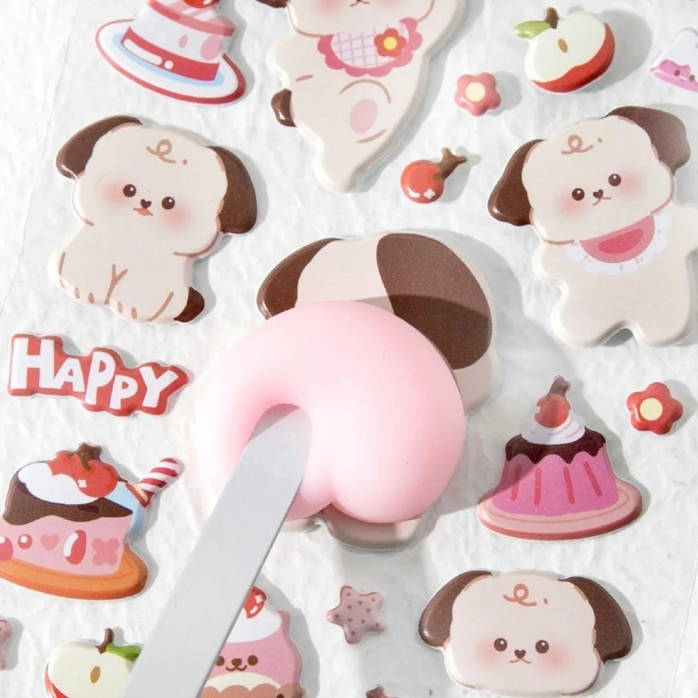 Cartoon Soft 3D Animal Stickers Stress Relief 3D Decompression Stickers Dog Happy Buttocks Pinchable Decals