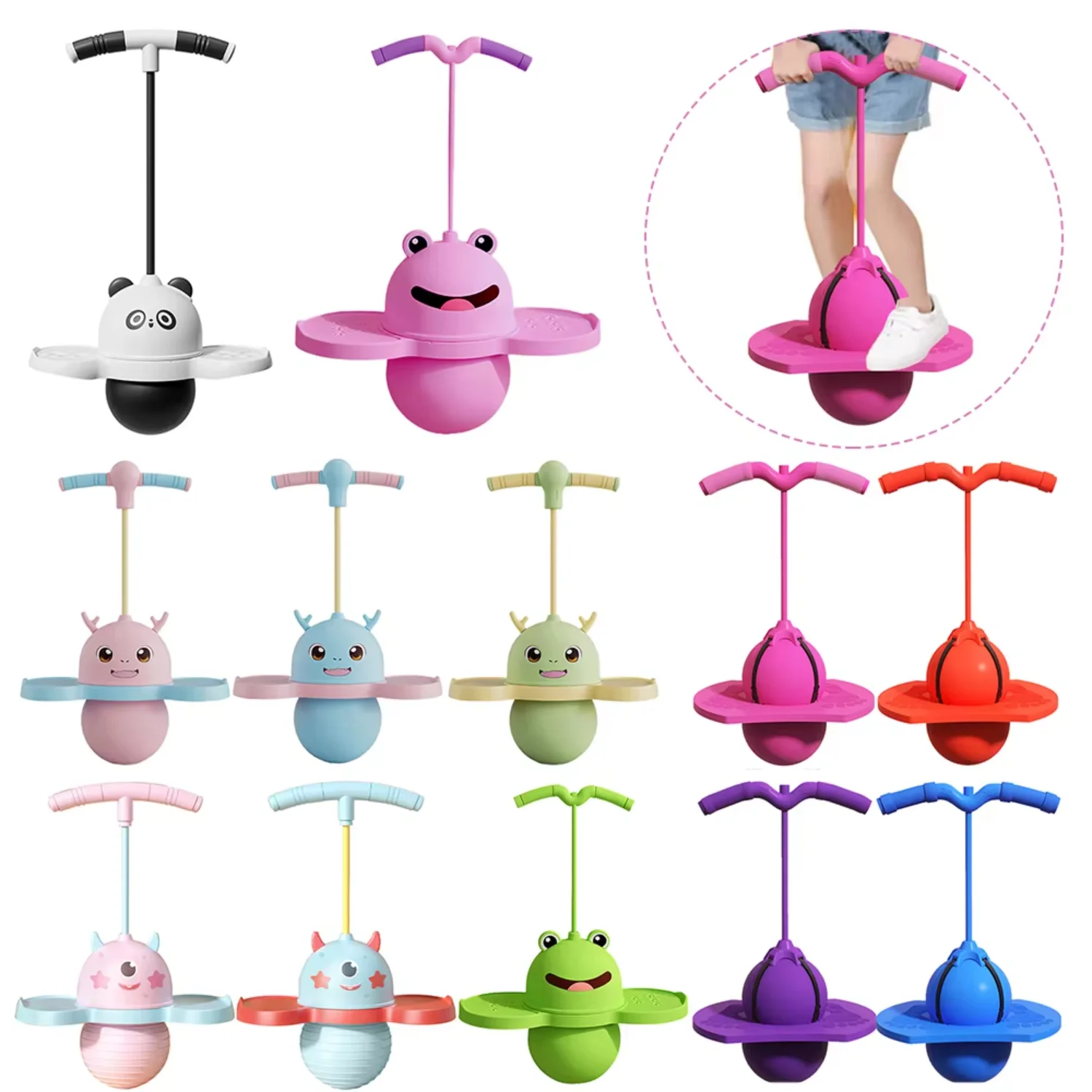 Jumping Ball Exercise Balance Help  Tall Fitness Exercise Elastic Ball with Handle Outdoor Fun Bouncing Equipment