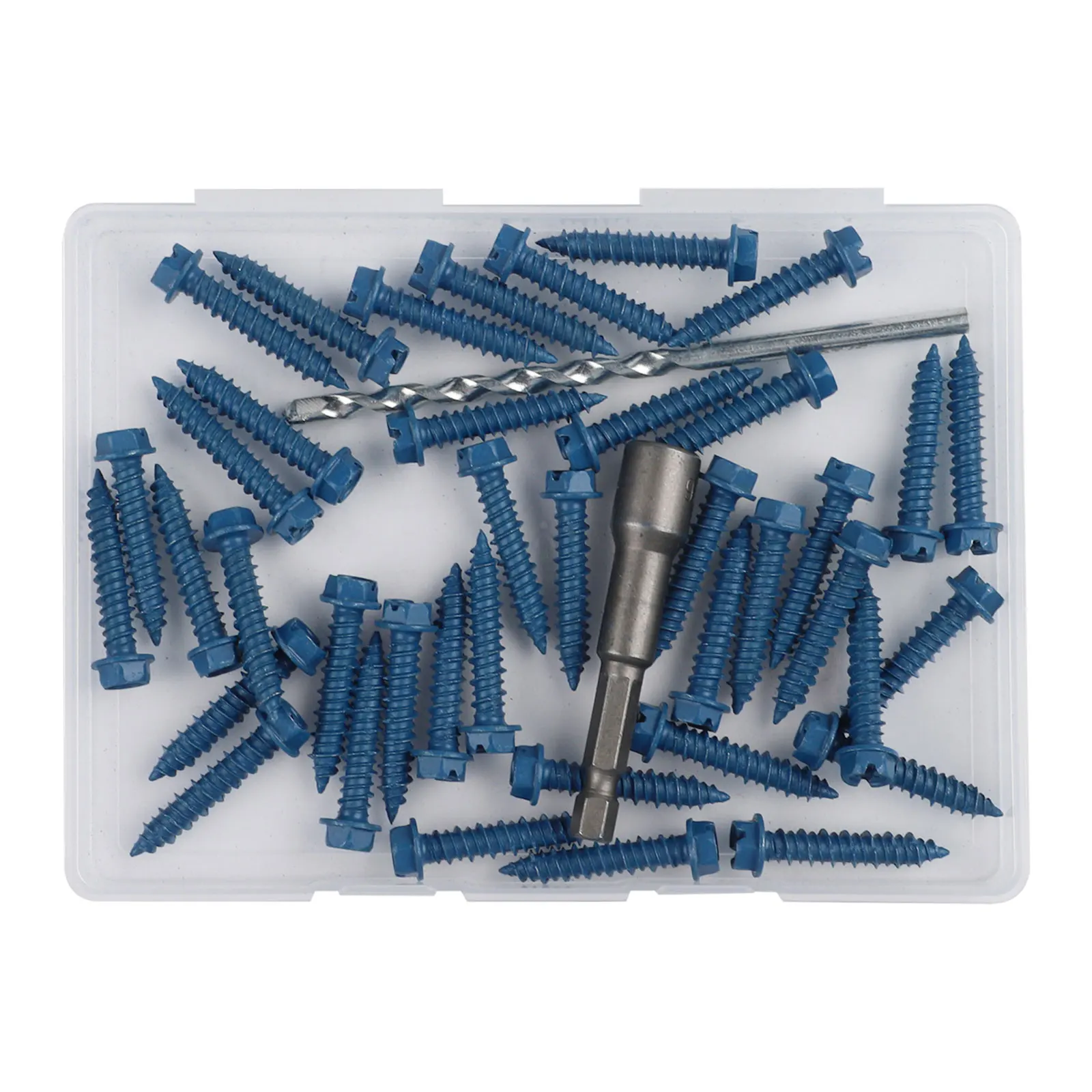 Masonry Anchor Concrete Screw Home Renovation Full Thread Included Drill Bit Socket Wrench Included For Gypsum