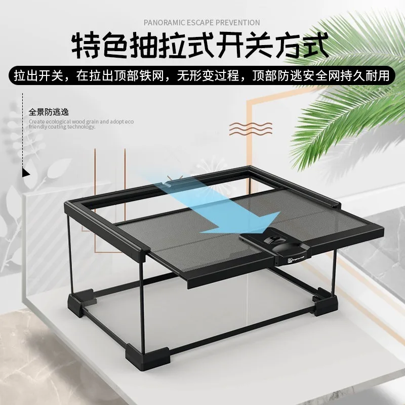 Glass feeding box reptile tank rainforest climbing pet tortoise frog lizard spider beetle chameleon ecological tank