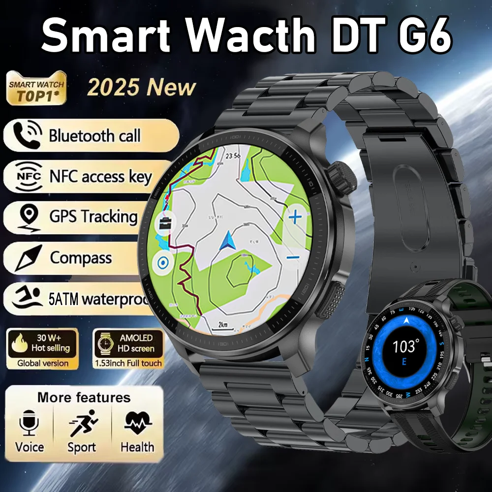 

Dual-Band GPS Men Sports Smart Watch Offline Map AMOLED Heart Rate 4GB Memory Compass Bluetooth Call 5ATM Waterproof Smartwatch