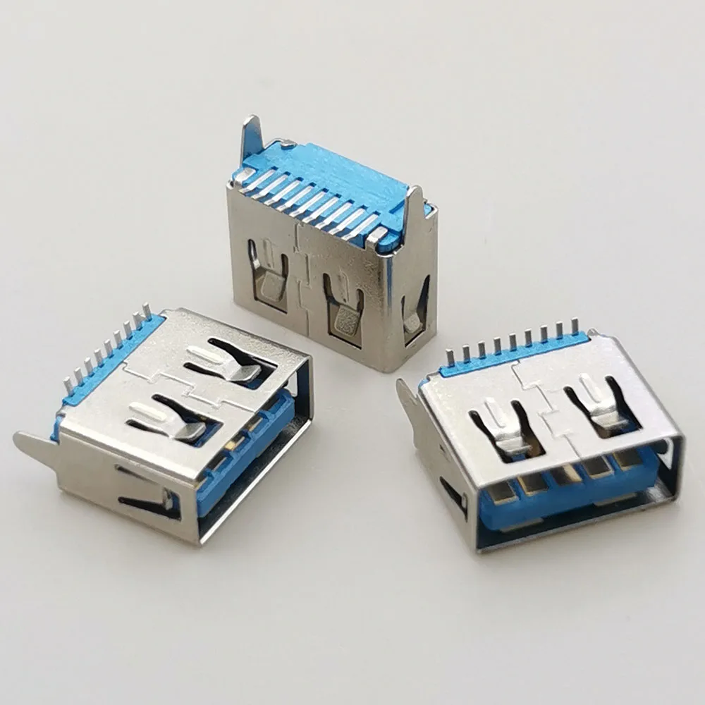 10pcs 916-862A205EY10200 Type-A Female USB 3.0 Connector Port USB 3.0AF Socket 9Pin Vertical Patch 3.0USB Power Data interface