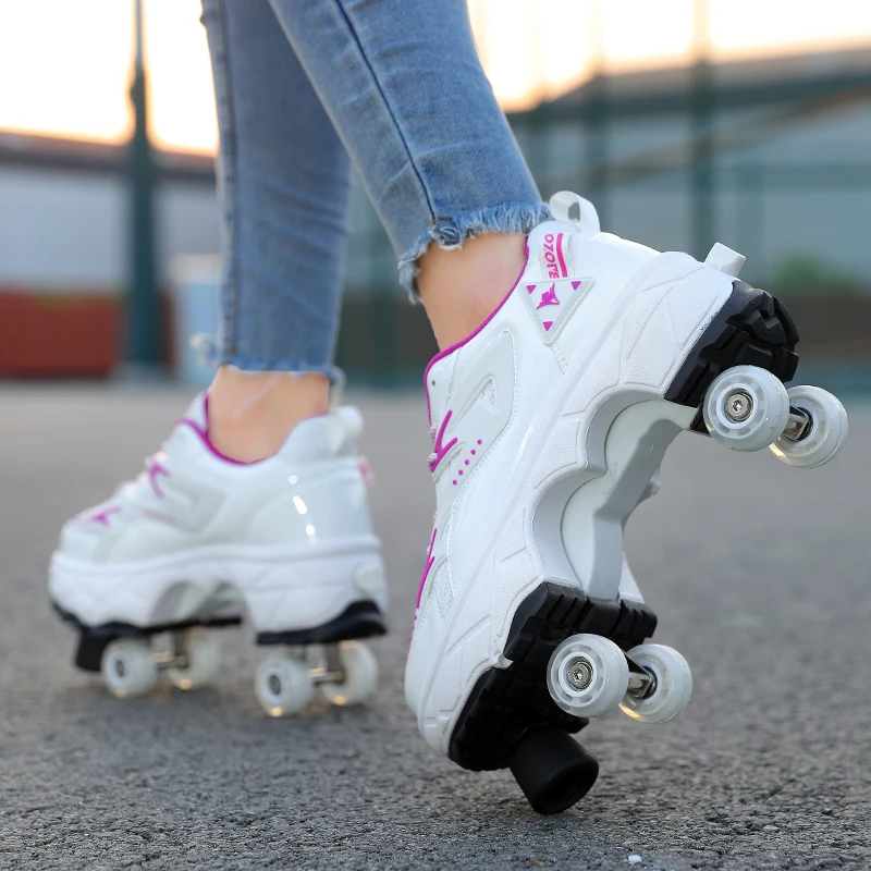 Youth New Roller Shoes Retractable High Quality Outdoor Adults Boys Girls Parkour With 4 Wheels Semi Professional Skate Shoes