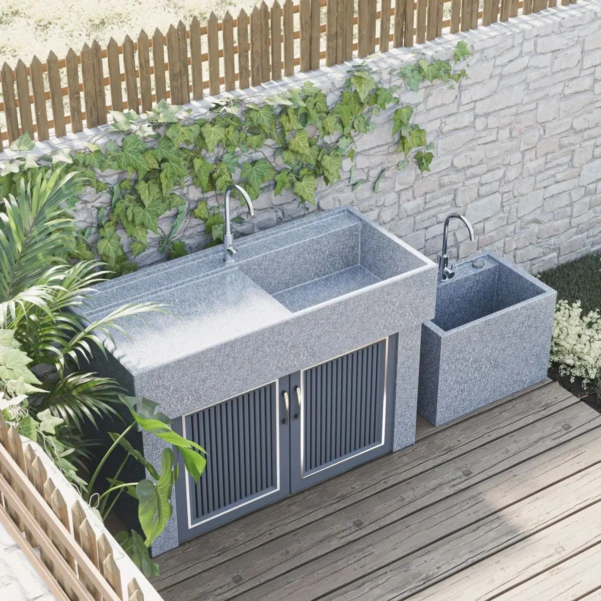 New natural granite laundry sink, indoor and outdoor washbasin cabinet, door sink, outdoor courtyard washbasin