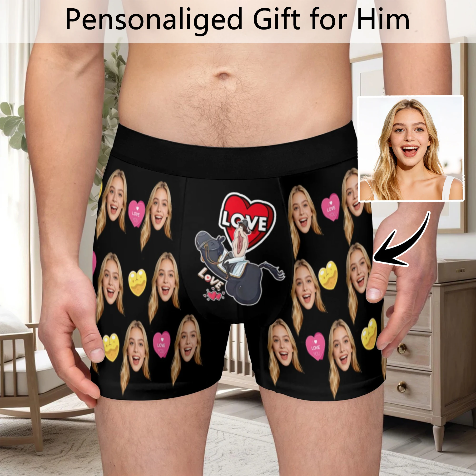 Personalized facial photos customized underwear  flat cornered men's Valentine's Day gift for husband  anniversary gift for fath