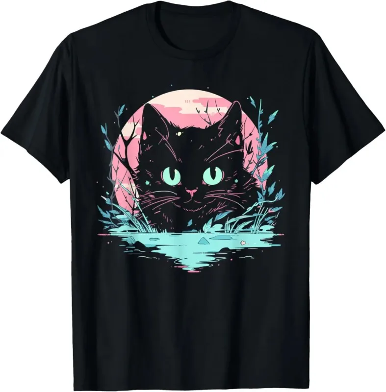 Black Cat Moon Witchy Graphic Tee Unisex Soft Breathable Shirt Mystical Celestial Night Sky Casual Outfit  T Shirt Women  Y2k