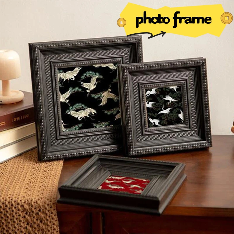 4/5/6/7/8inch Chinese Square Retro Photo Frame High-end Resin Black Photo Frame Indoor Desktop Decoration Home Decor 2026