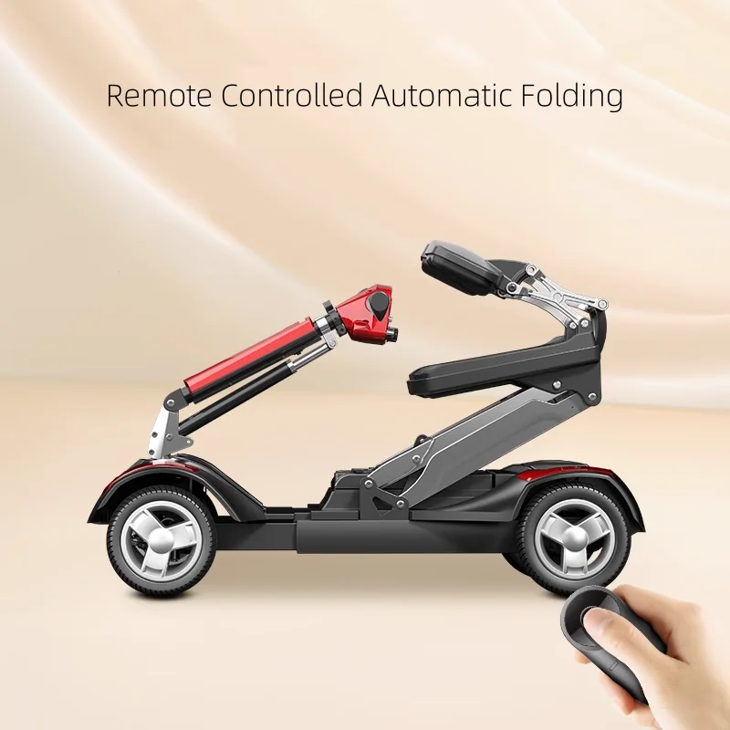 Mini Foldable Electric Scooter With Seat Travel For Elderly Adults 250W 24V Remote Folding Mobility Scooter Removable Battery