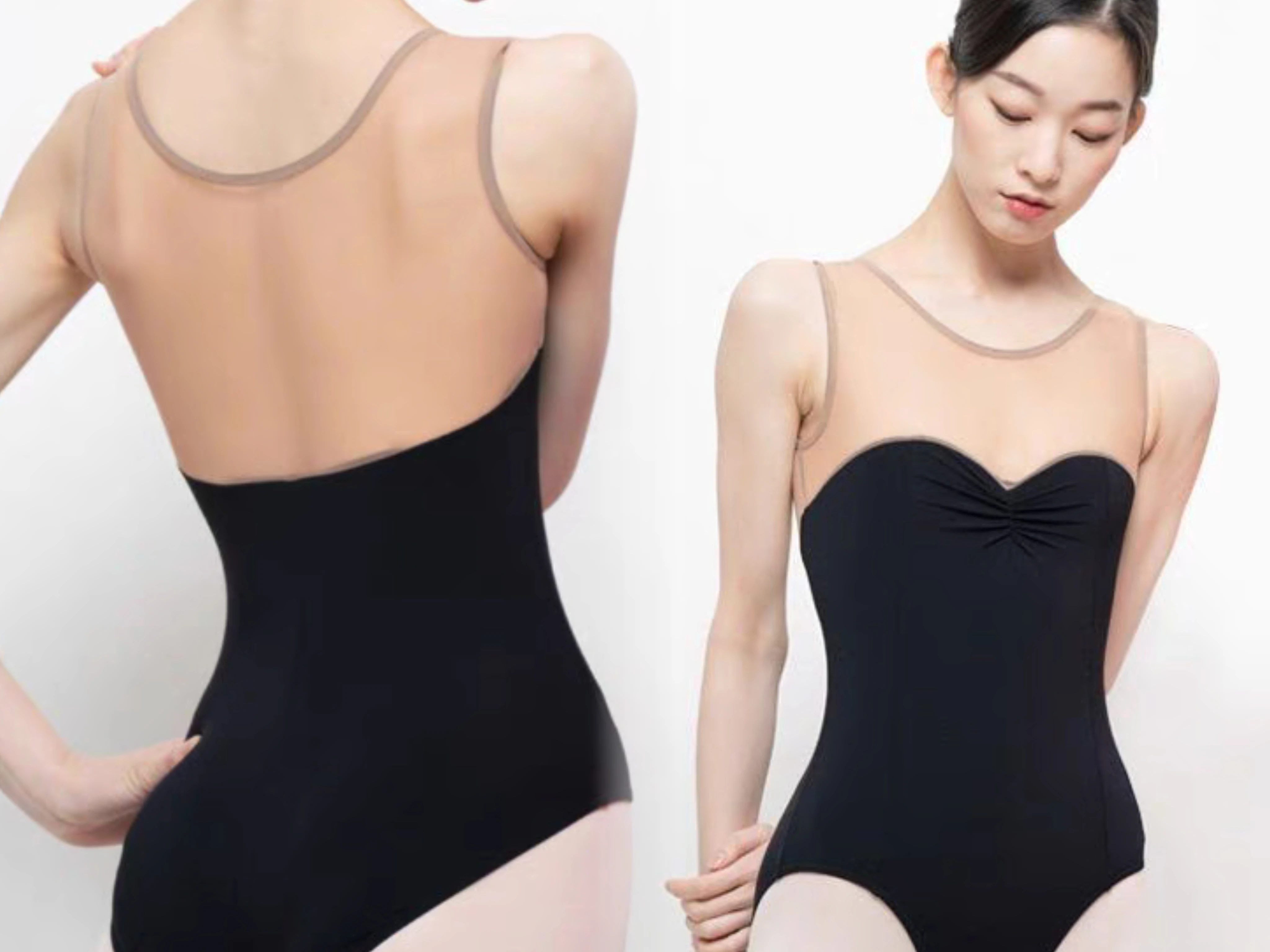 ملابس رقص باليه من التول والألياف اللدنة قابلة للتنفس للنساء بدون أكمام - قميص قصير مطاطي لممارسة الباليه والرقص المعاصر