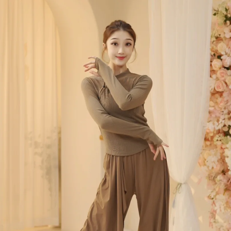 ممارسة الملابس الراقصات الصينية الخريف والشتاء ملابس الرقص الحديثة سليم صالح تحسين شيونغسام بأكمام طويلة