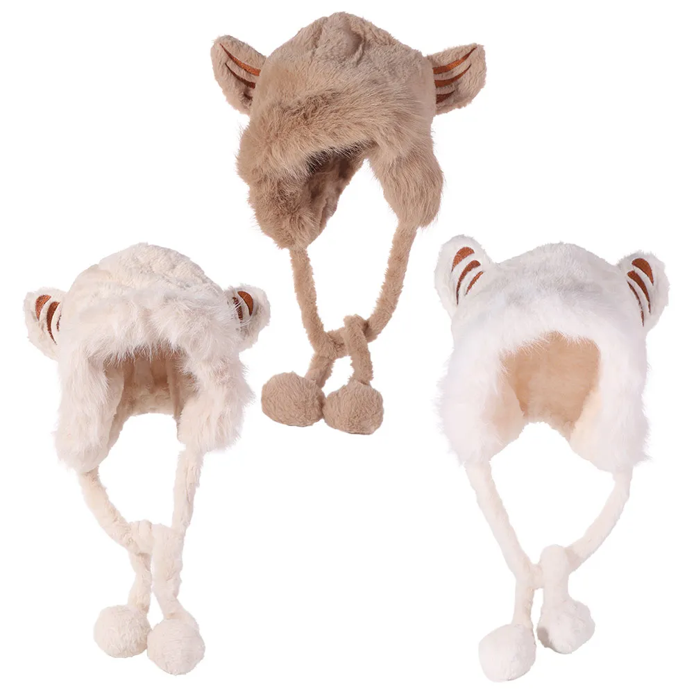 

Cute Windproof Soft Fur Tiger Hat Winter Outdoor Tiger Ears Hat Fluffy Warm Ear Protection Hat Female