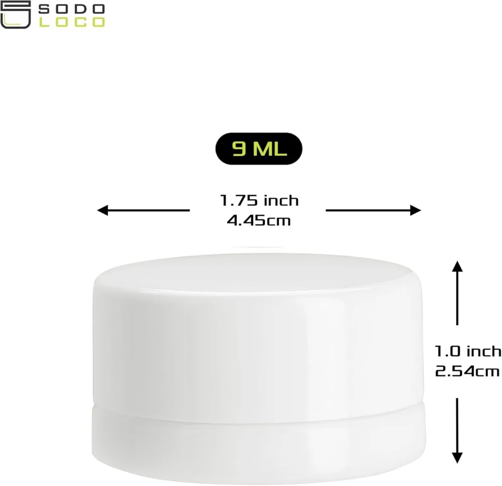 

200 Pack 9ml White Glass Jars with Child Resistant Lids, UV Resistant for Oil Wax Cosmetics Storage