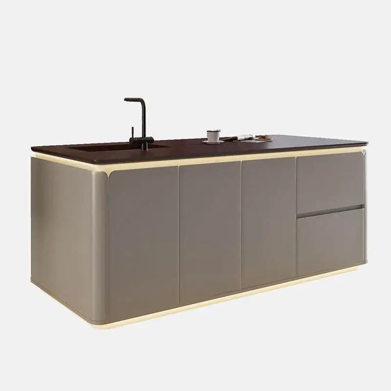 Rock slab island dining table integrated kitchen table operation table