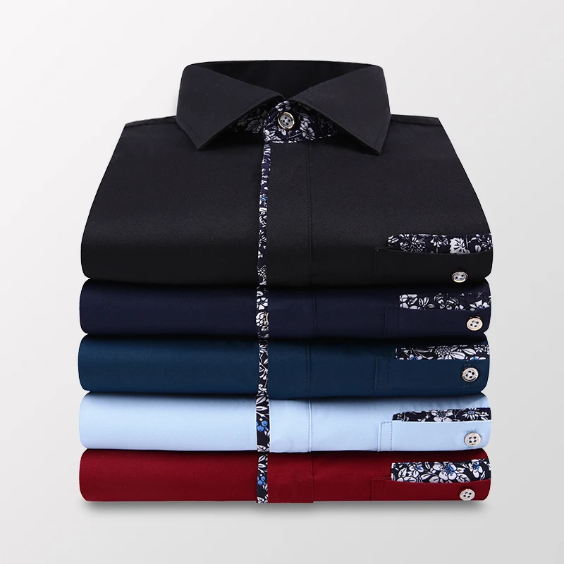 

6 Colors Summer Men's Casual Solid Color Short Sleeve Shirt Floral Hit Color Business Fashion Slim Shirt Male Brand Clothes