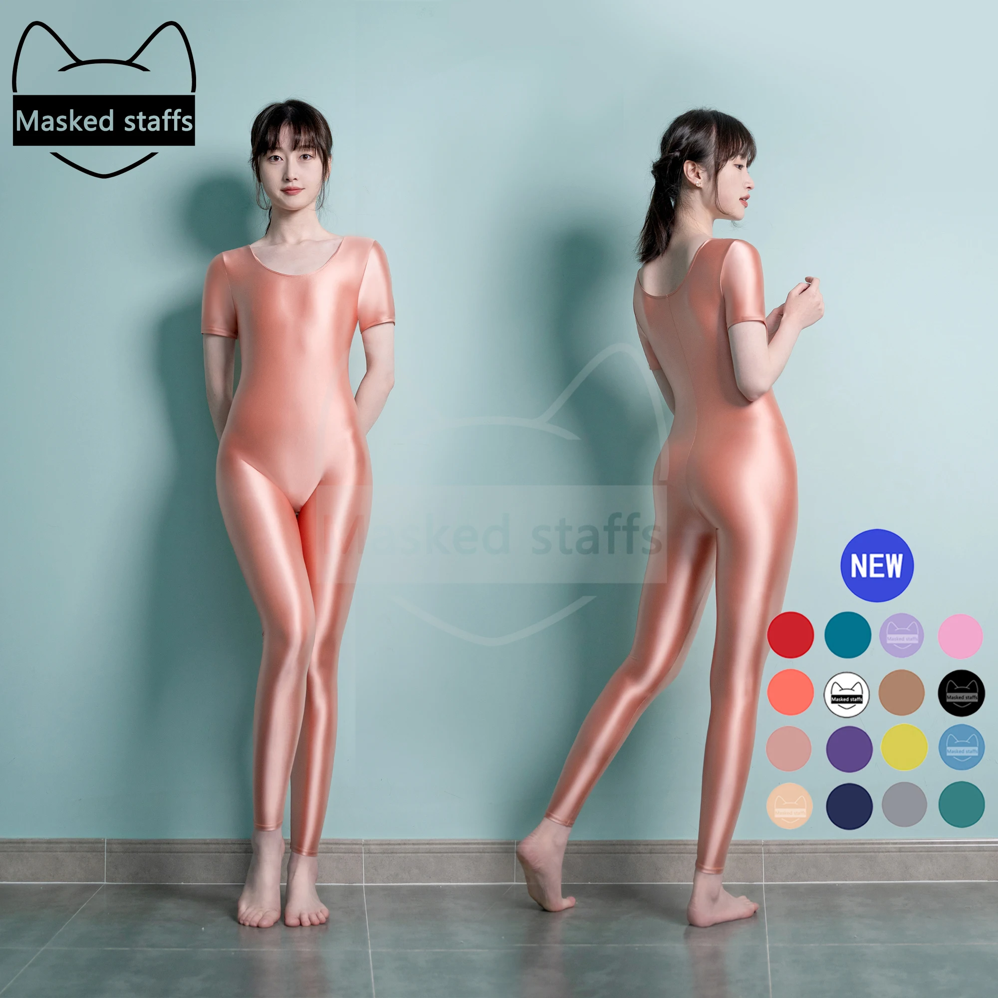 Silky seamless Tights Oil Glossy Catsuit One-piece Sport Pant Sleeveless Waistcoat Playsuit Rompers Overalls Sexy Jumpsuit MJINM