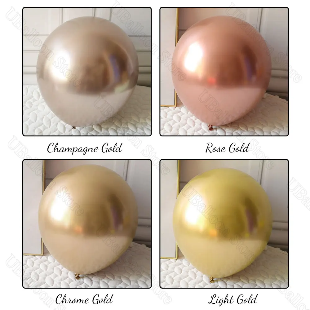 40Pcs White Chrome Gold Balloons 10Inch Champagne Rose Gold White Latex Balloons for Birthday Baby Shower Wedding Party Decor