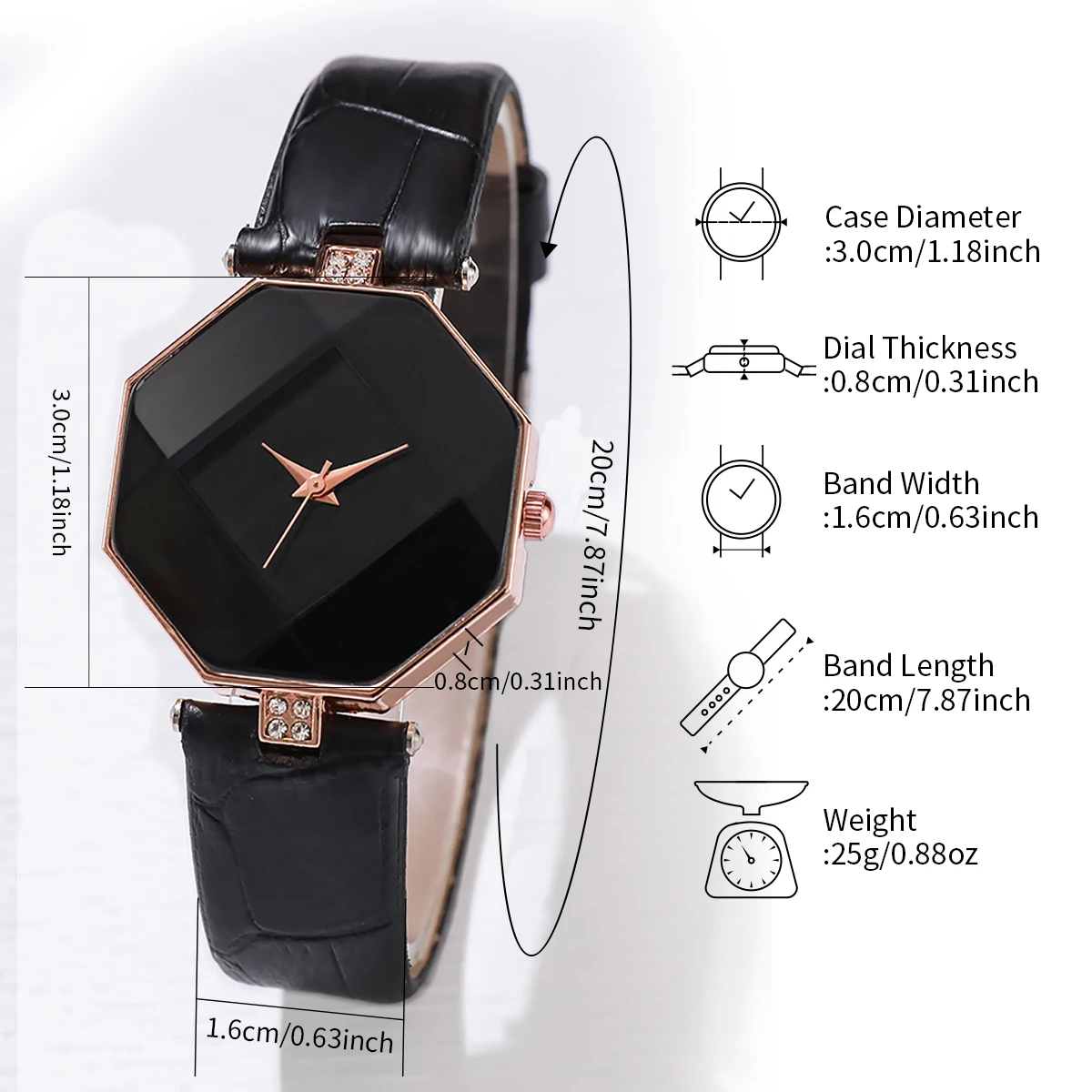 5PCS/Set Women\'s Watch Fashion Leather Band Analog Quartz Watches Heart Jewelry Set(Without Box)