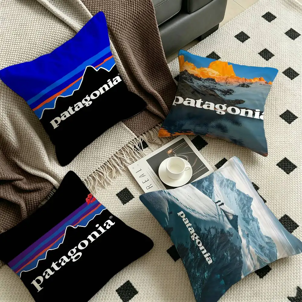 P-Patagonias Logo Decorative Room Aesthetics Pillow Case Home Decor Bedroom Sofa Bed Couch Pillow Cover 45x45