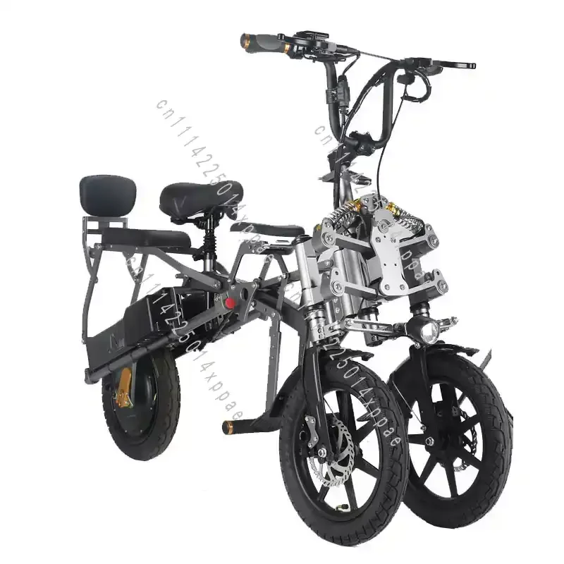 Anti-Tipover Folding E-Tricycle for Mom Kids Pickup RV Travel Short Commute1 Second Fold Reverse 3 Wheel Electric Bike