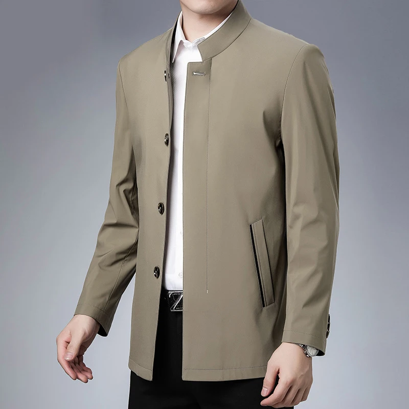 

Jacket Men's 2023 Spring and Autumn New Middle-aged Standing Collar Jacket Cadre Business Casual Thin Style