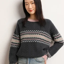 Loose Style 100% Cashmere Knitted Pullovers O-Neck Sweaters Women Soft High Quality Ladies Jumpers Clothes SWS02