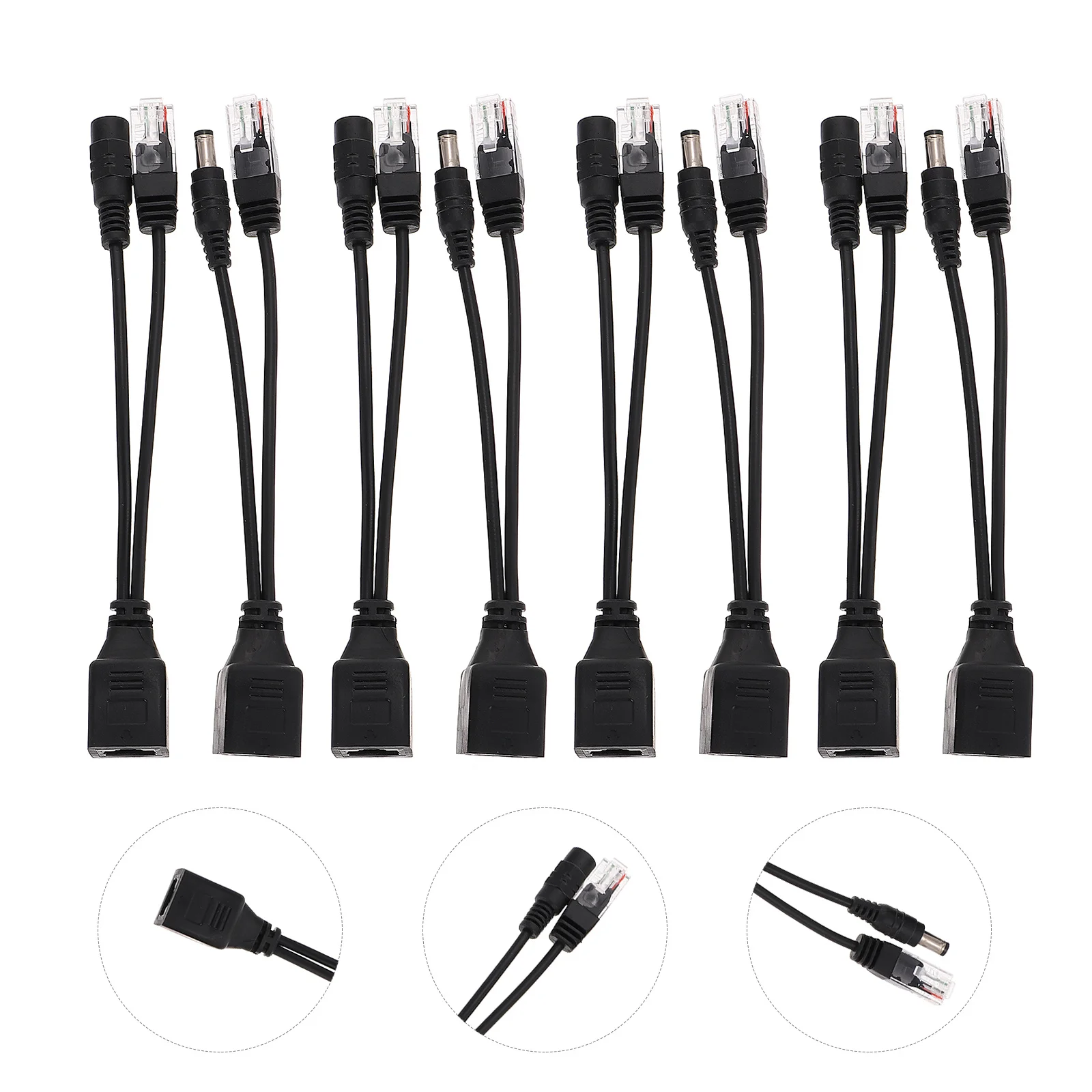 8Pcs Poe Splitter Line Professional Copper-Build for Security Camera Monitoring Network Routers Telephony Devices Adapter Kit