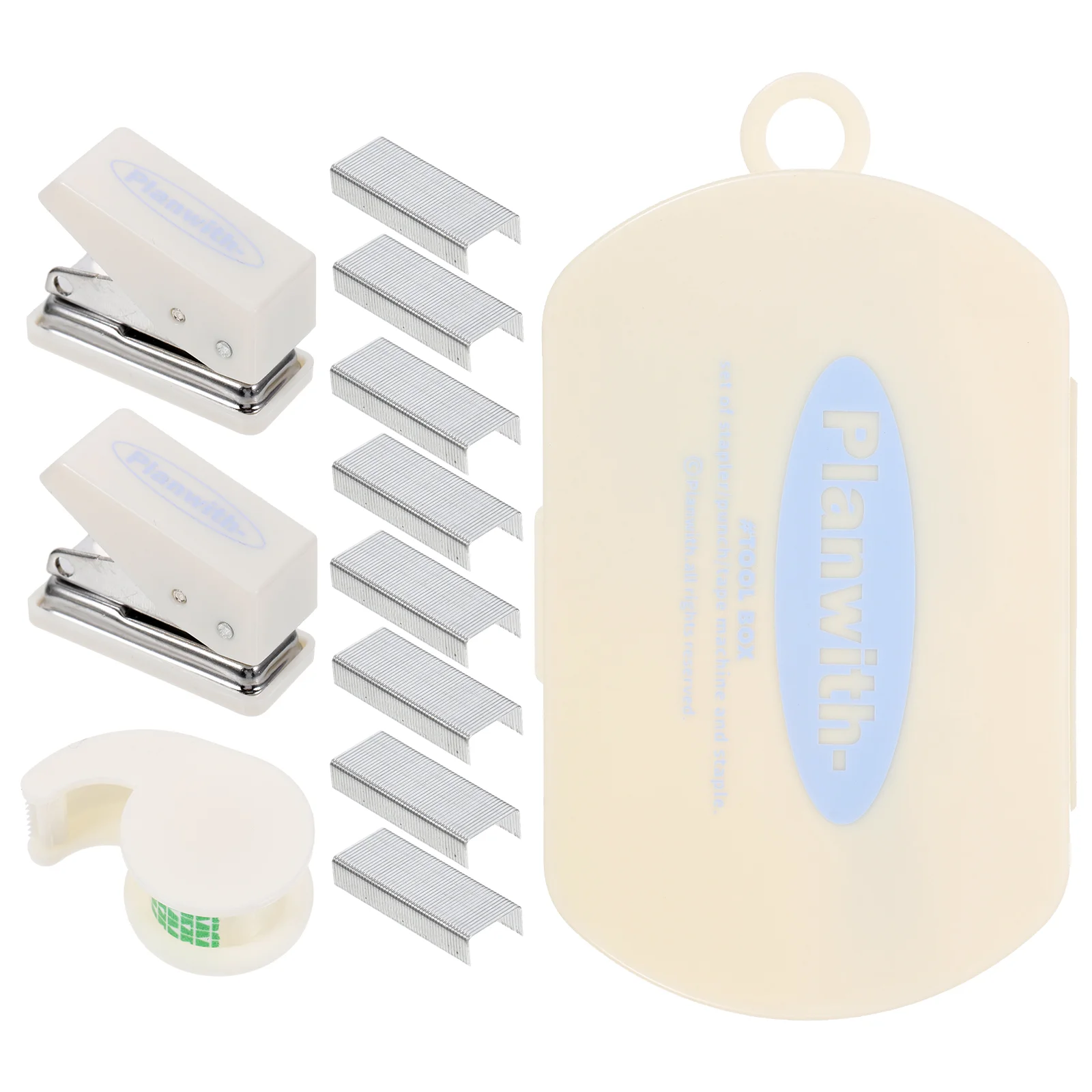 Scrapbooking Hand Tool Box Craft Tools for Kit Adhesive Tape Stapler White Cute Office Supplies Student