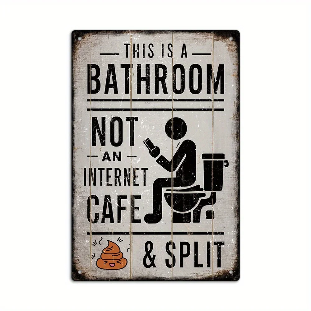 1 Piece, Vintage Metal Sign, This Is a Restroom, Not an Internet Cafe & Separate Sign, Home Farmhouse-Style Washroom Wall Decoration Art