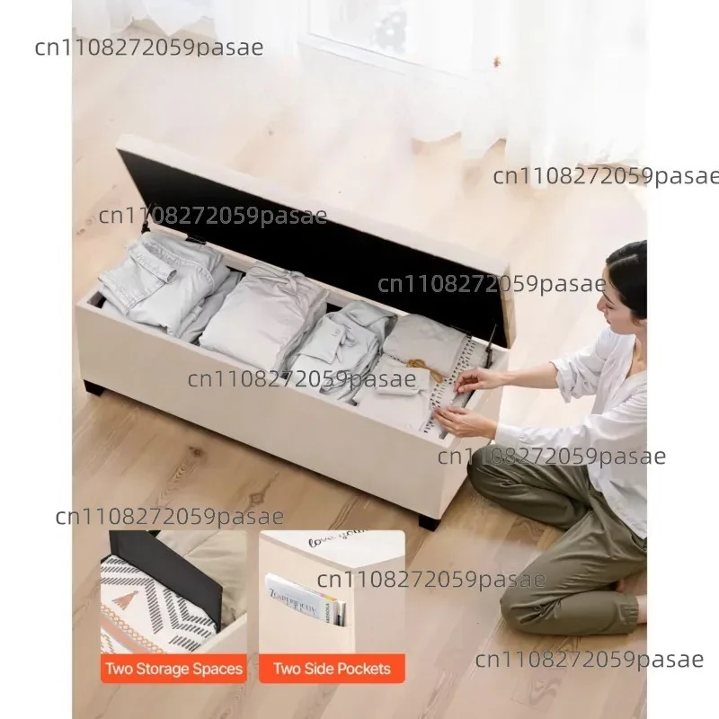Button-Tufted Storage Ottoman Bench with Metal Frame Flip-Up Upholstered Linen Chest End of Bed Side Bags