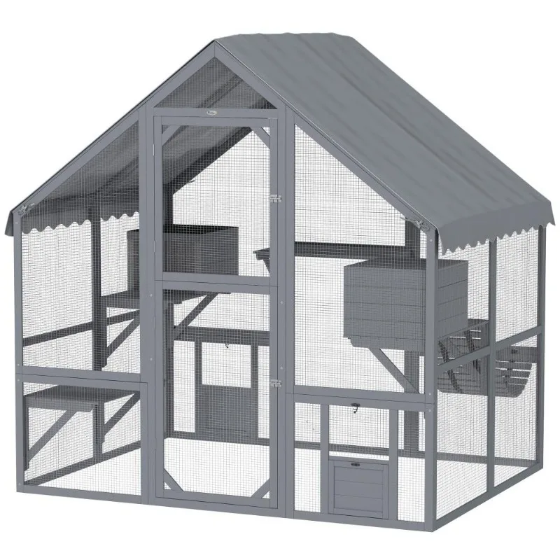 Walk-in Outdoor Pet House，Extra Large Catio Outdoor Cat Enclosure Waterproof for Multiple Cats, Catio Cat Run Cage with Bridges