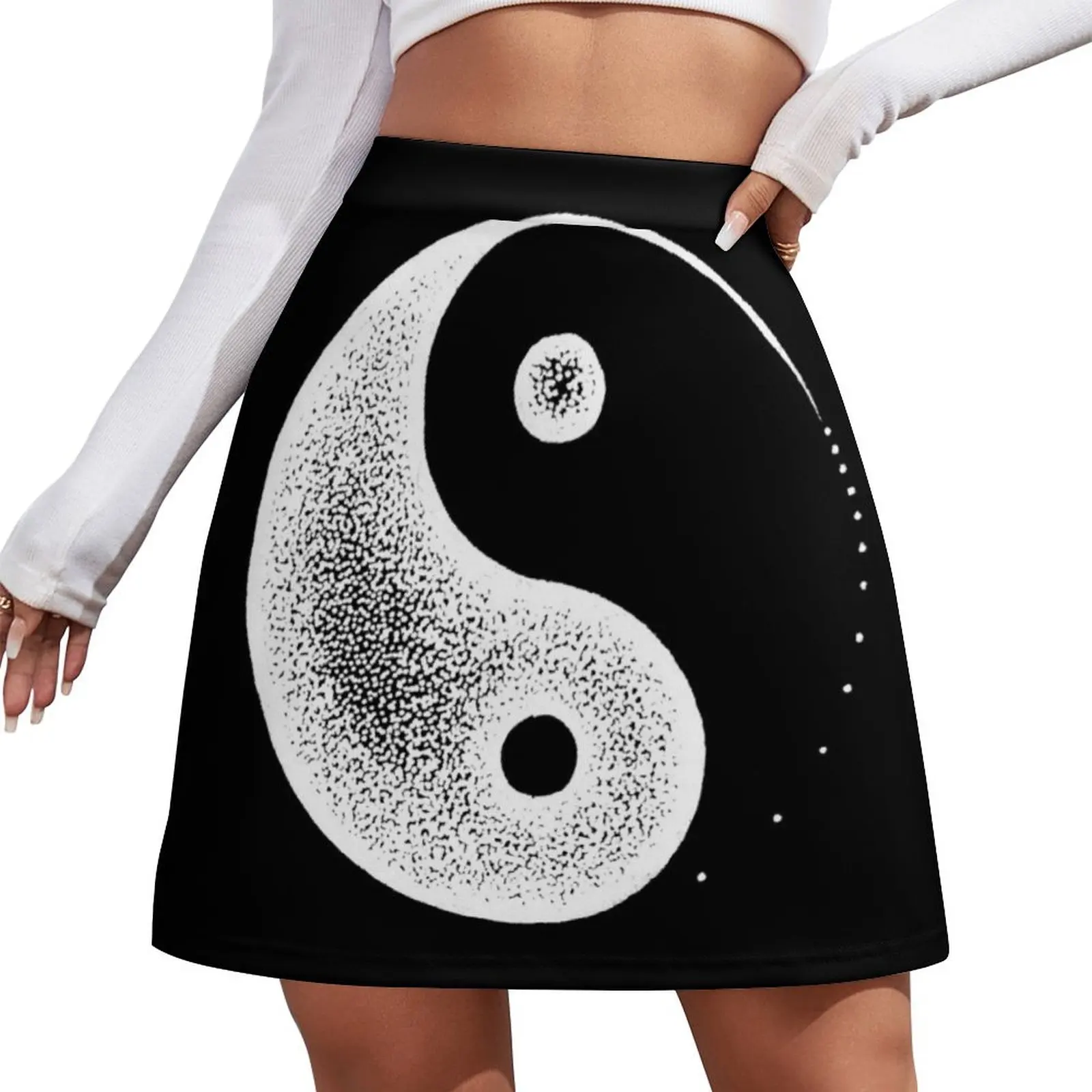Yin Yang - White Mini Skirt mini skirts japanese style luxury women skirts