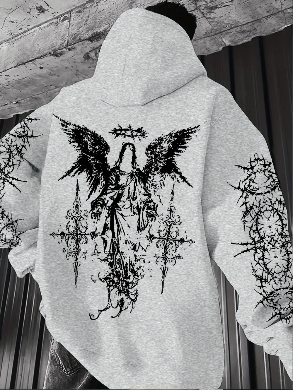 Hot Selling Autumn and Winter Men's Gothic Angel Print Soft and