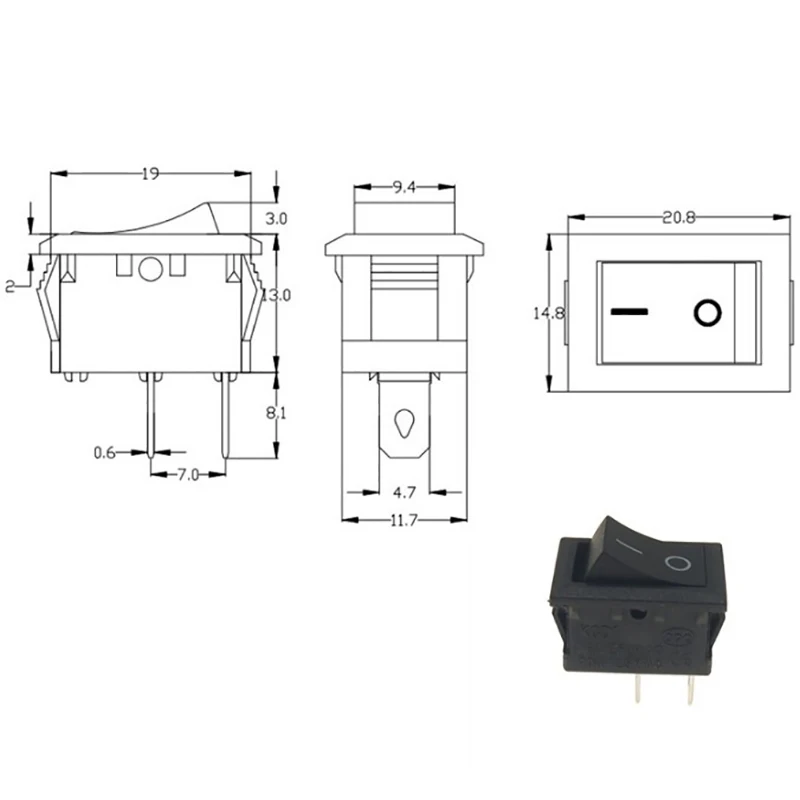 5 قطع زر ضغط صغير 2Pin مفتاح تشغيل/إيقاف الروك مع غطاء مقاوم للماء أسود #6