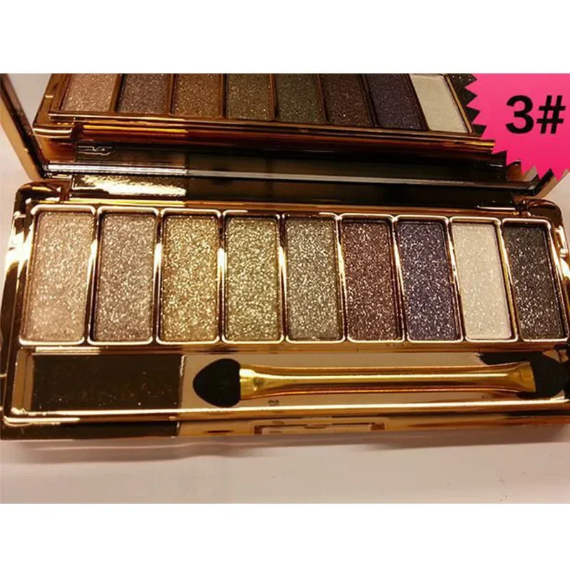 New 9 Colors Diamond Bright Colorful Makeup Super Flash Glitter & Shimmer Eyeshadow Palette Cosmetics Set with Brush beauty