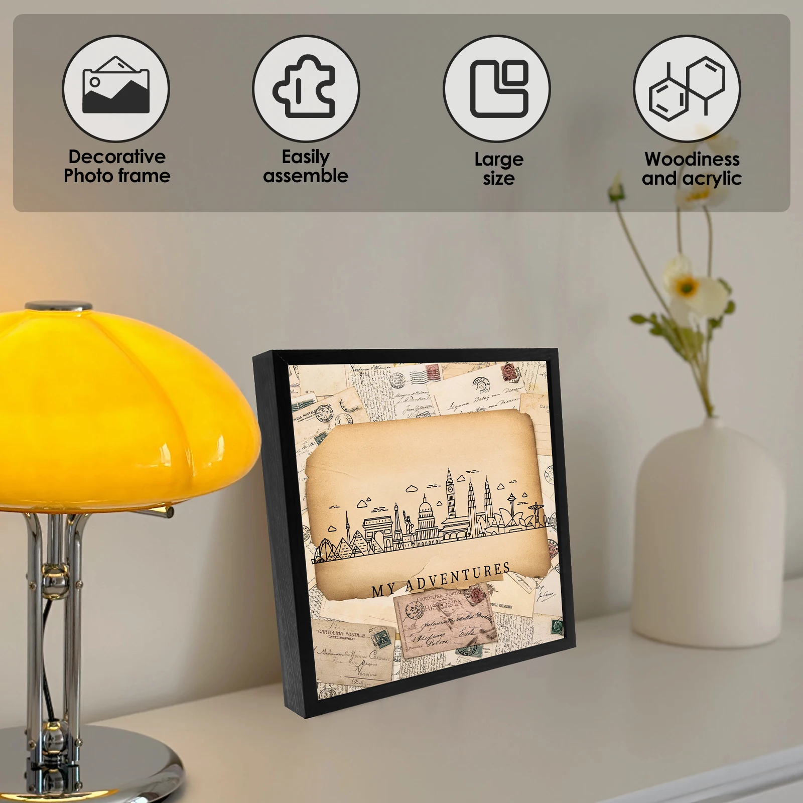 Souvenirs Photo Frames Large Capacity Photo Box Travel Adventure Archive Shadow Box Piggy Bank Ticket Stub Souvenir Storage Box