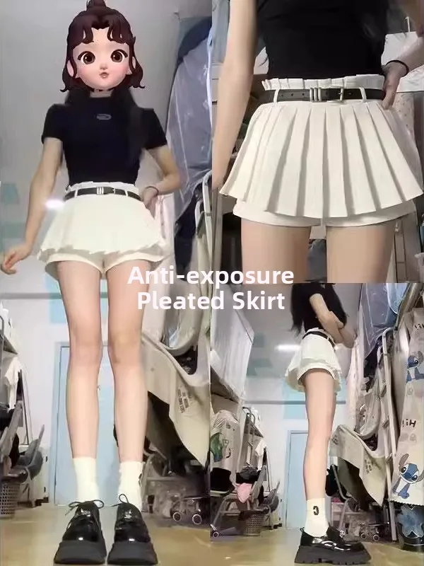 

High Waist A-Line Skirt with Belt Ultra ort Pleated White Women's Summer Faion Slimming Ballet Sle f-length Skirt