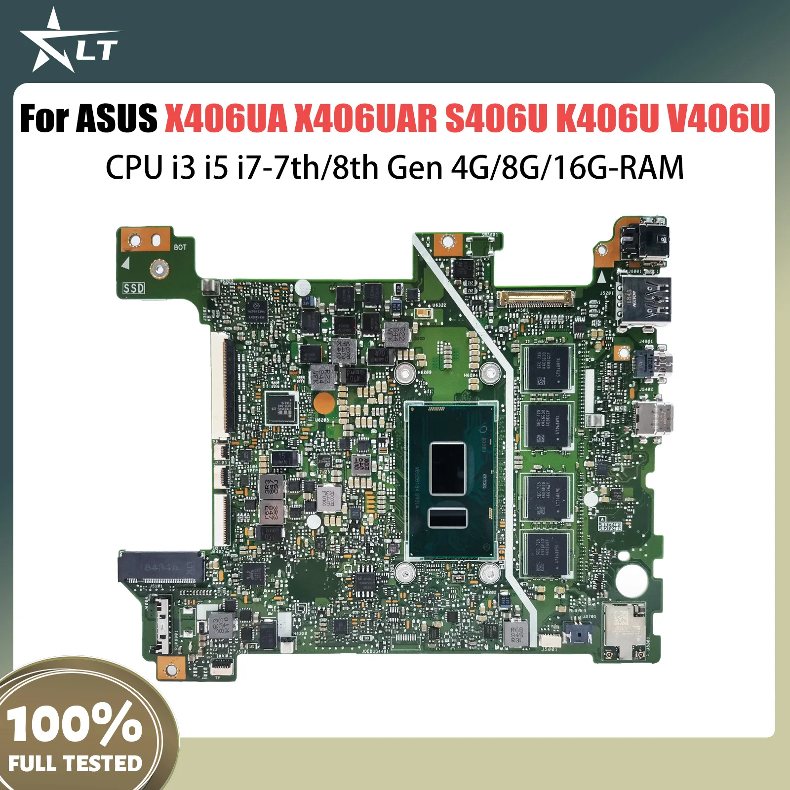 X406UA Laptop Motherboard For ASUS VivoBook S14 X406UAR S406U K406U V406U Y406U Mainboard With CPU i3 i5 i7-7th/8th Gen 4G/8G/16