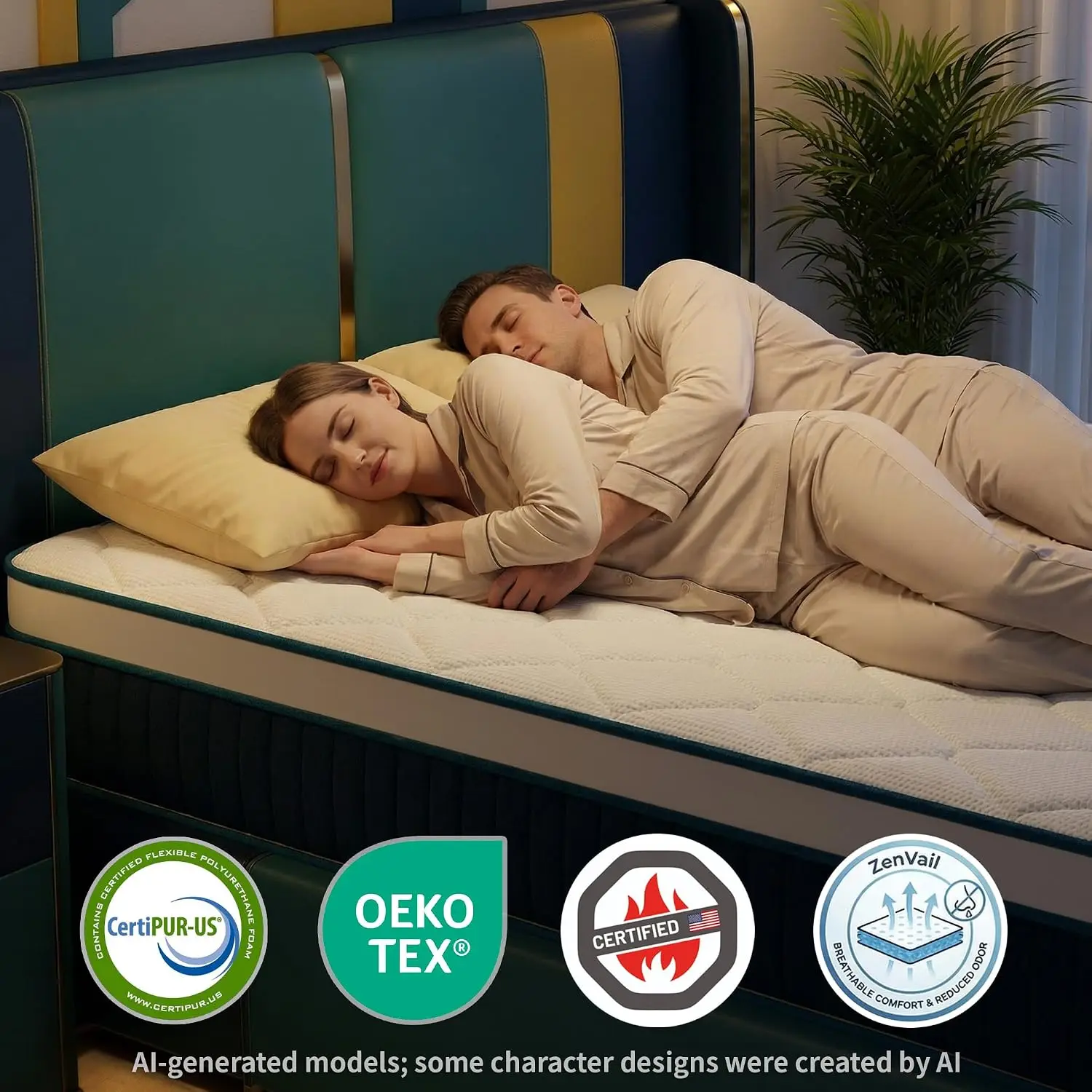 12 Inch Full Hybrid Mattress, Medium Firm with Memory Foam and Zoned Pocket Springs for Enhanced Lumbar Support and, Customized