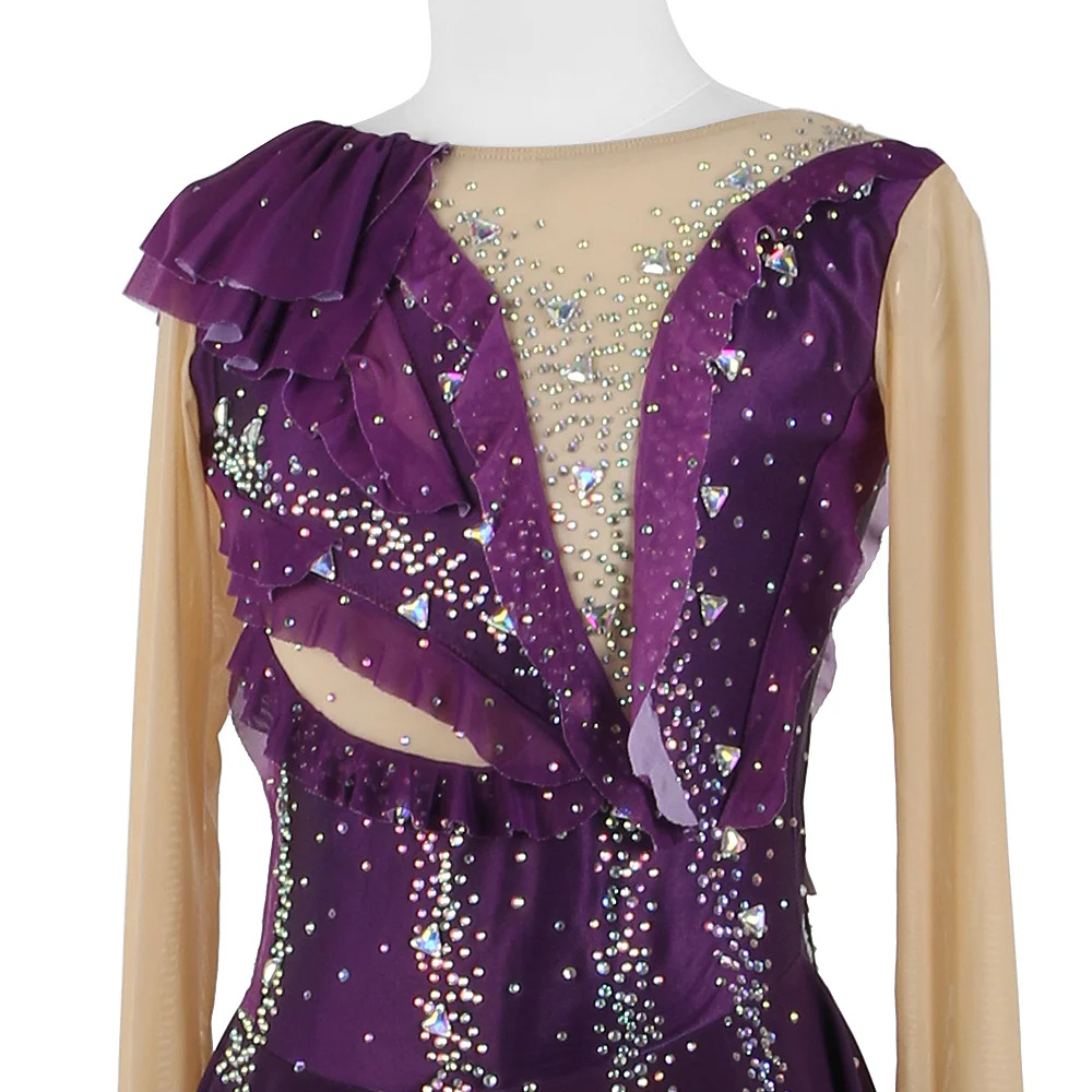 Zagitova Customized Figure Skating Dress For Women Girls Ice Skating Skirt Performance Competition With Shiny Diamond Purple