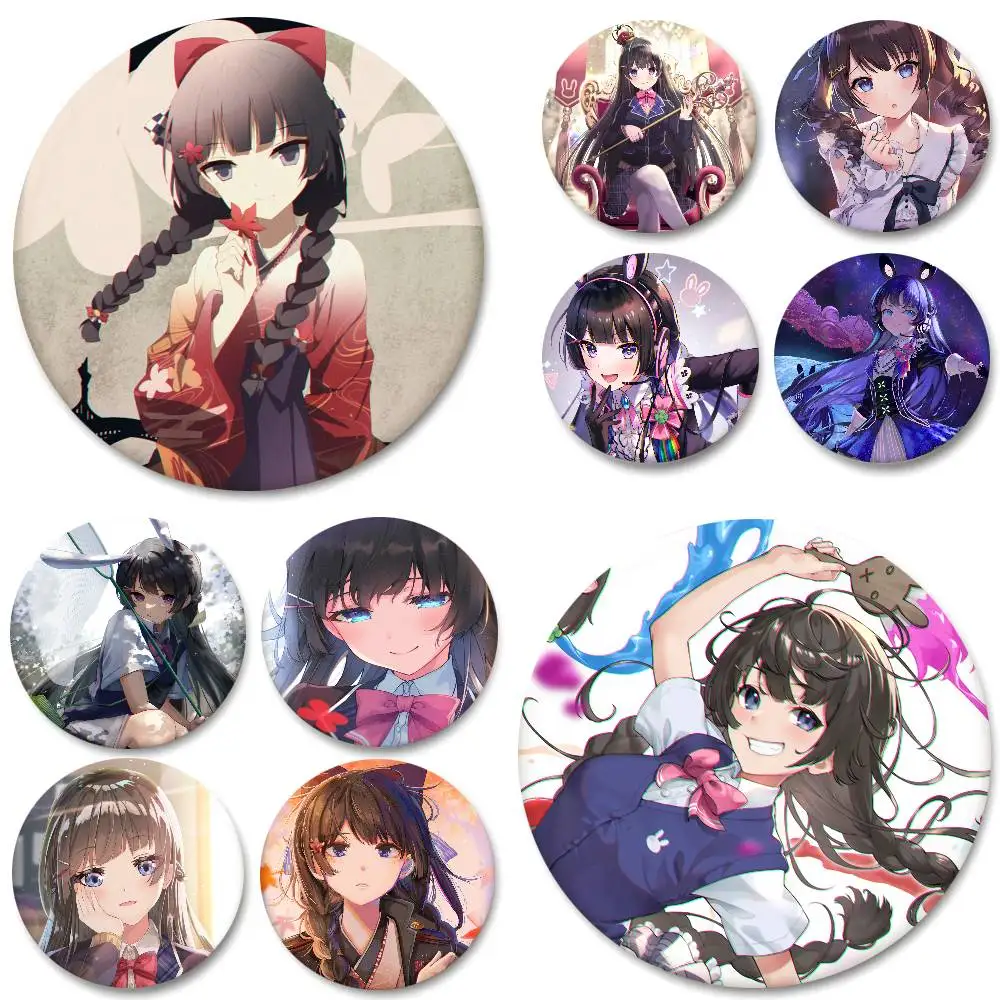 Anime Virtual Idol Tsukino Mito Round Badge Lapel Pin Backpack Clothing Jewelry Accessories Gift Brooch