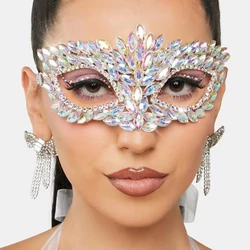 Bridal Masuqerade Masque Rhinestone Eye Mask Masque Cover for Men Women Girls Dance Cosplay Party Shiny Crystal Face Accessories