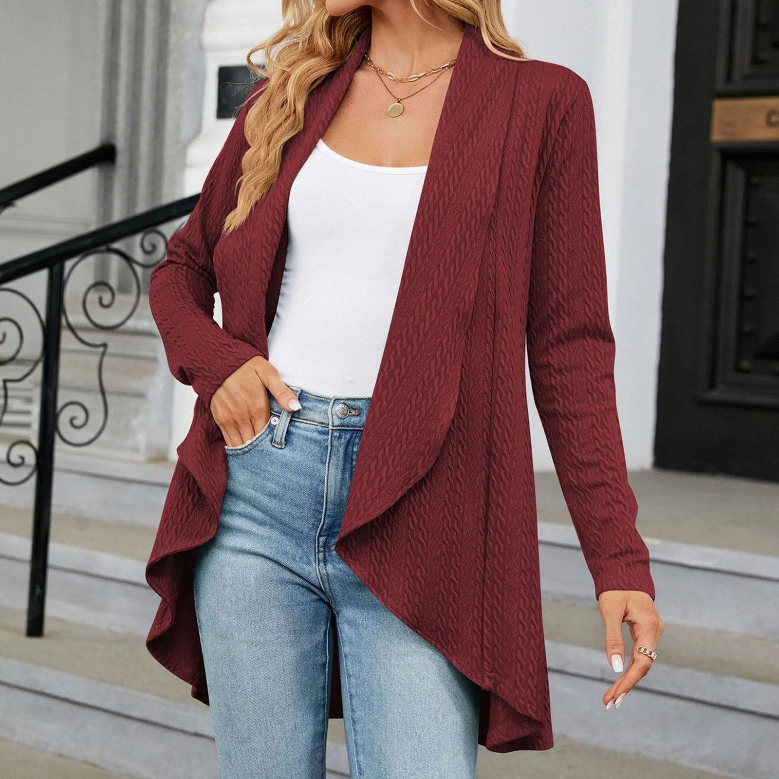 Plus Size Cardigan Women Lightweight Open Front Cardigan Long Sleeve Sweater Outwear With Pockets Long Cardigans For Women 2023