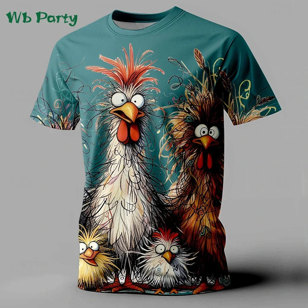 

Interesting Men's Clothing: Animal Chicken Print T-shirt, Men's Casual Wear: Short-sleeved T-shirt, Round-neck T-shirt